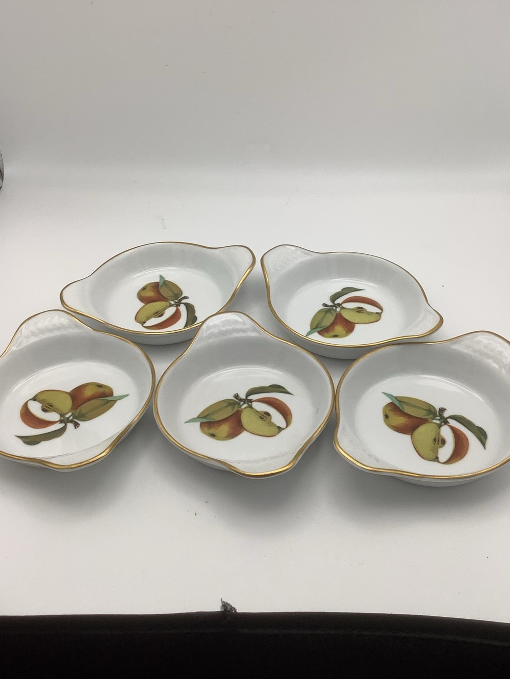 Royal Worcester Evesham Porcelain Fruit Baking Dishes with Gold Trim
